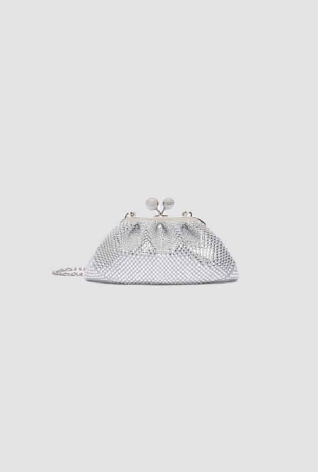 extra kleine tas met strass wit vrouw