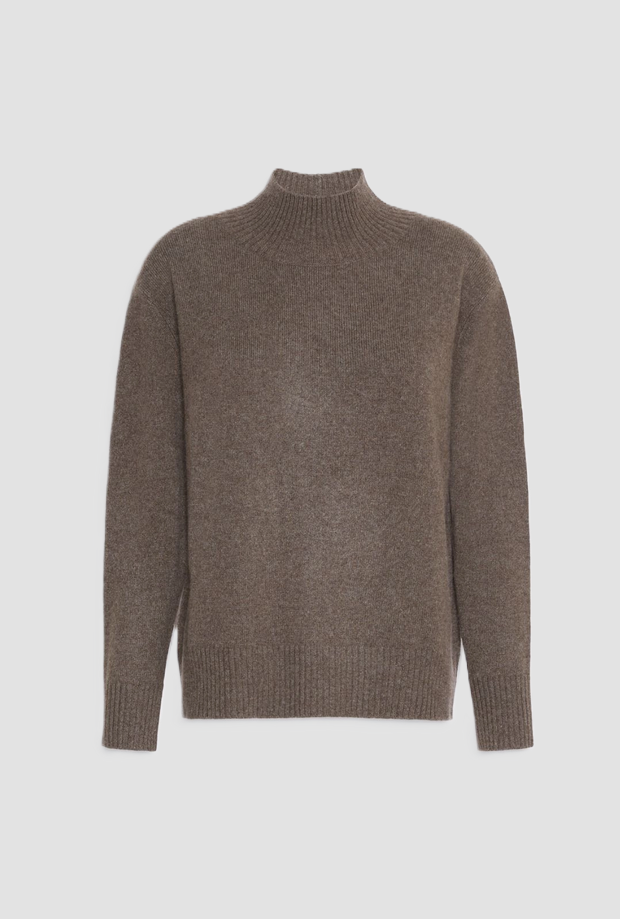 maglia a collo alto in cachemire donna marron glacé