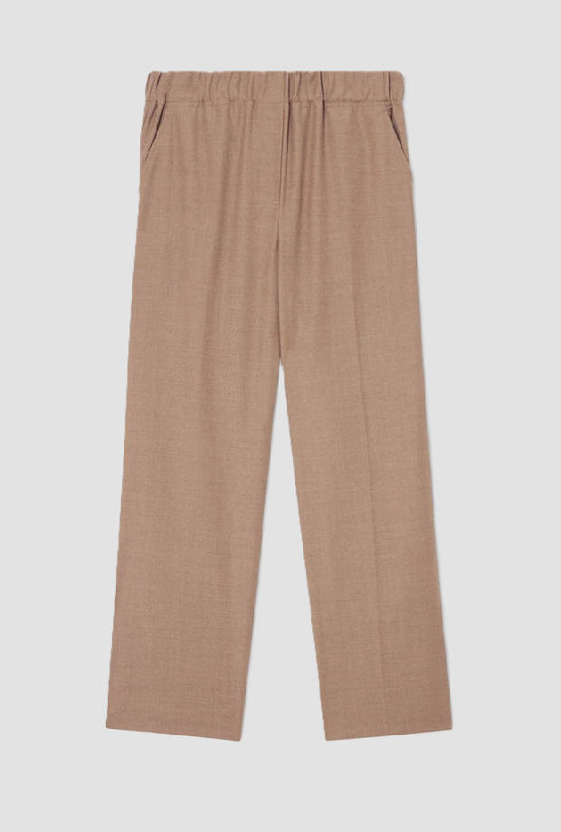pantalone in flanella di lana donna cammello