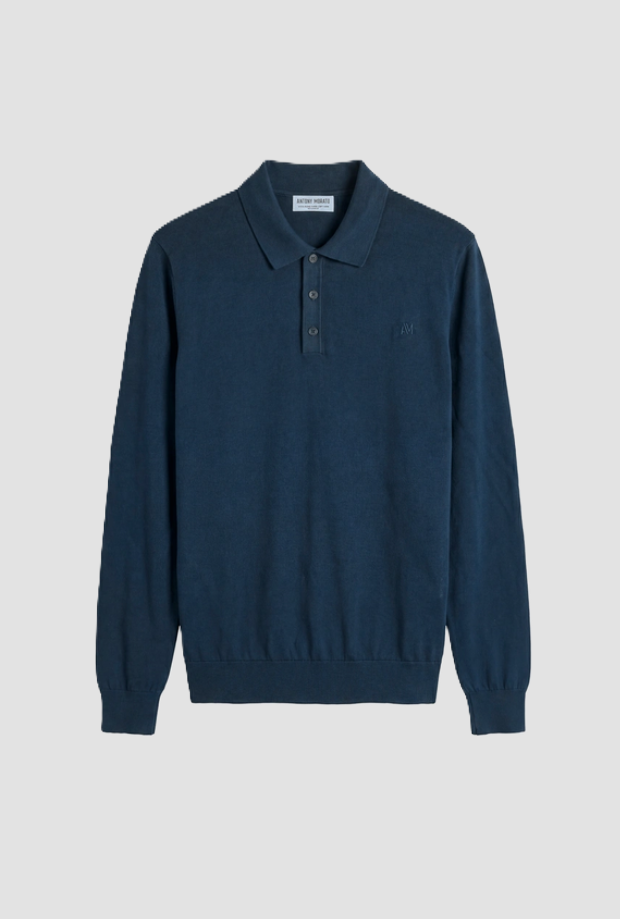 polo a tre bottoni da uomo navy blue