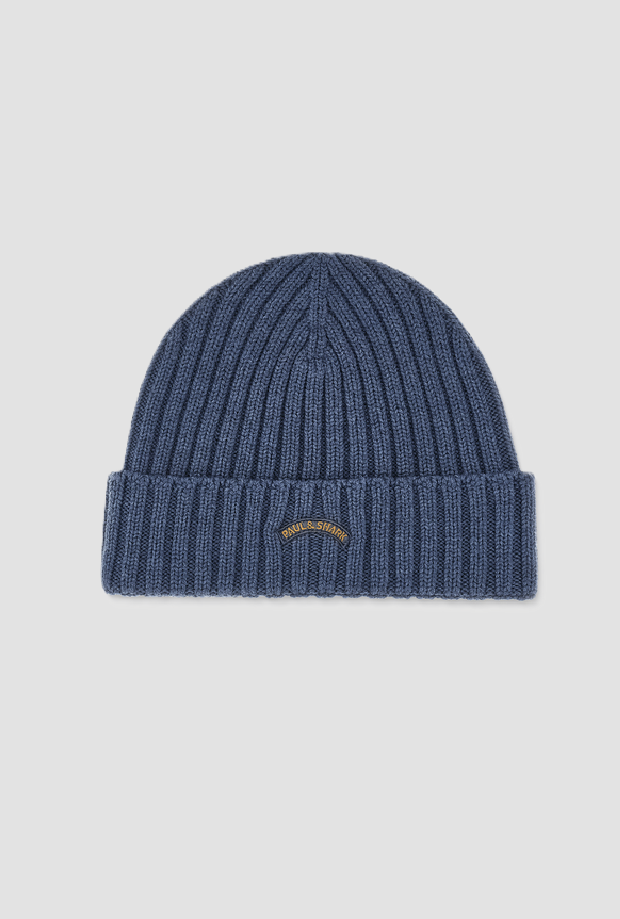 hoed in wol man blauw