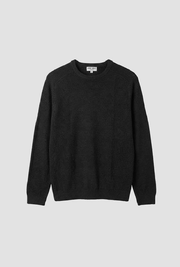 mesh redondo cuello lana mezcla hombre negro