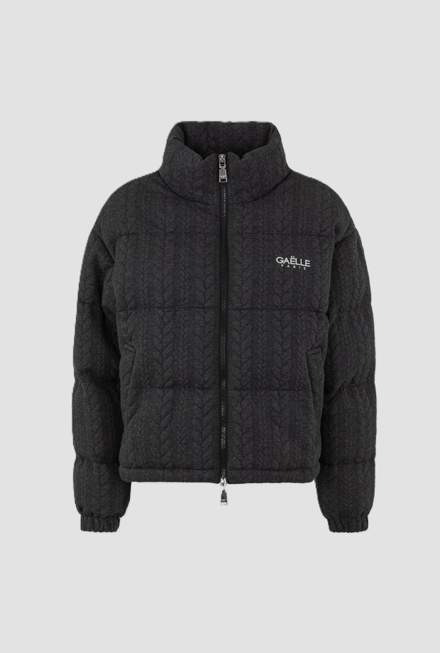 Knit bomber con logo mujer gris