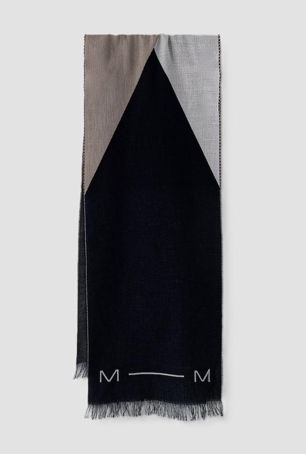 sciarpa misto lana donna blu-marrone