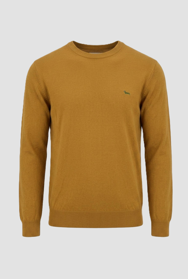 maglia girocollo uomo giallo ocra