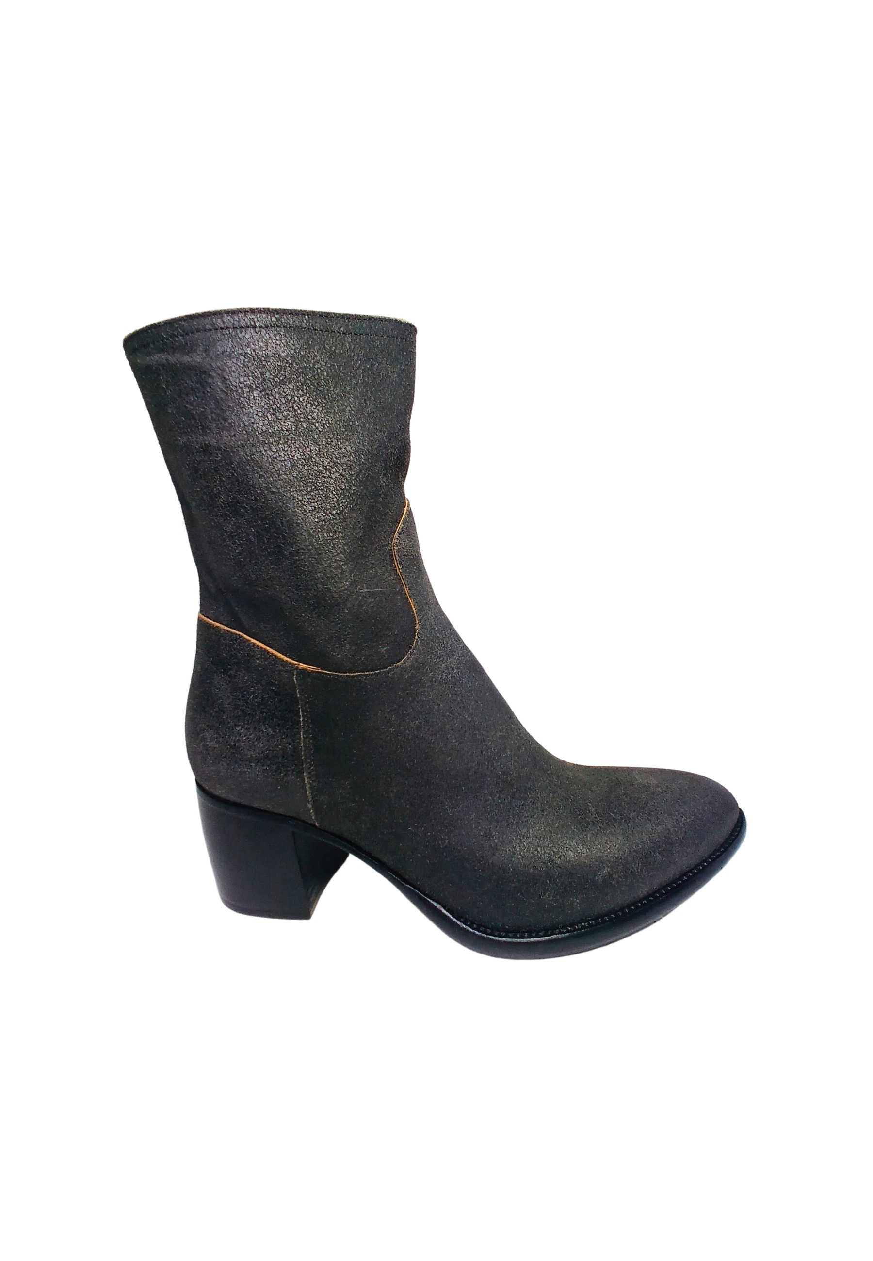 Women's Shoes Rocco P Booty with low heel- Zipper closure-In matt smooth leather
