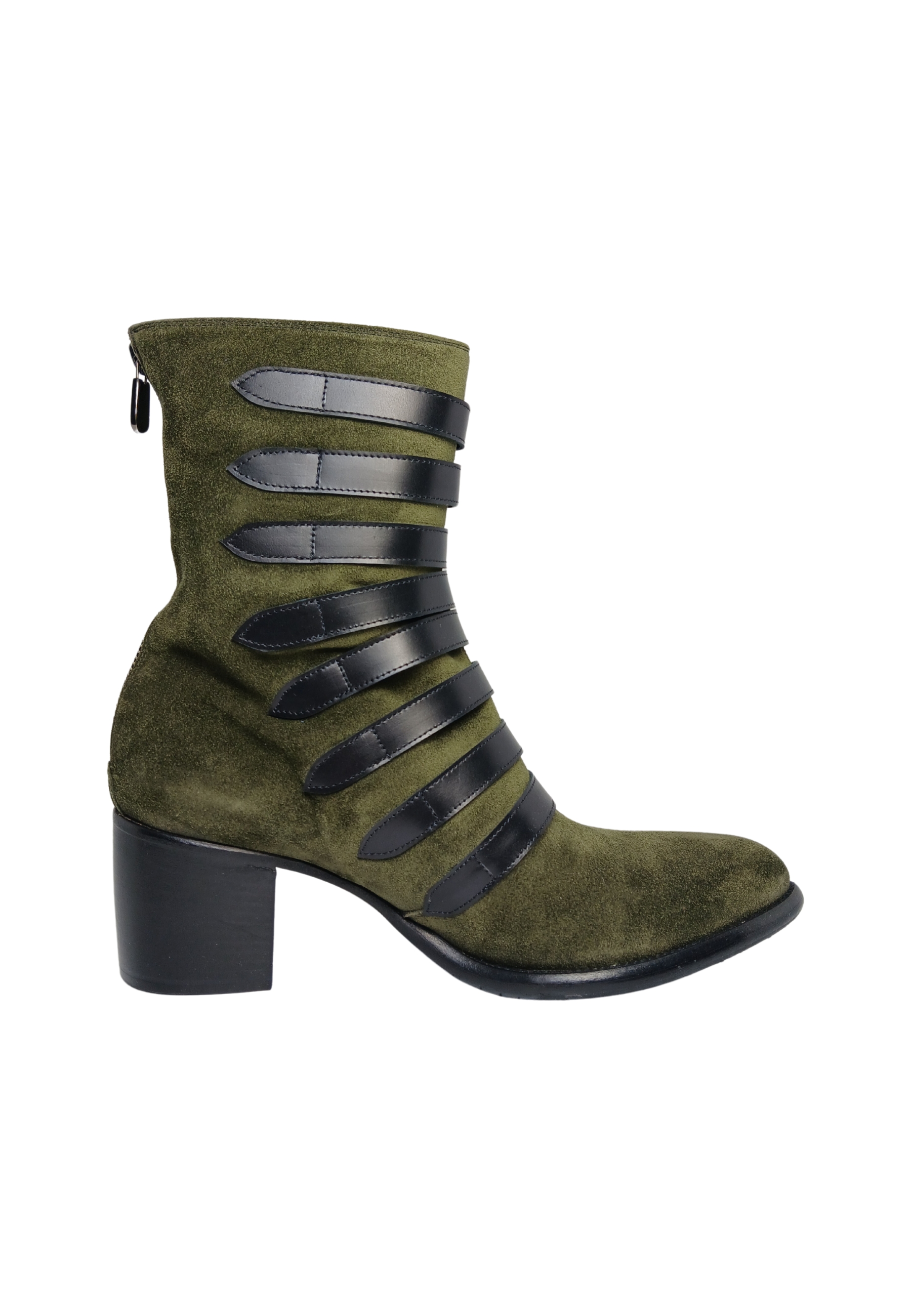 Women's Shoes Rocco P suede boot-detail eight straps and square low heel