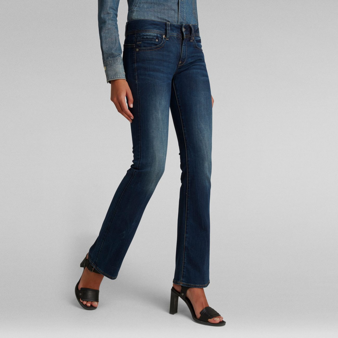 G-star Jeans Woman  D01896 6553 L.32 Midge Bootcut 89 Dk Aged In Blue