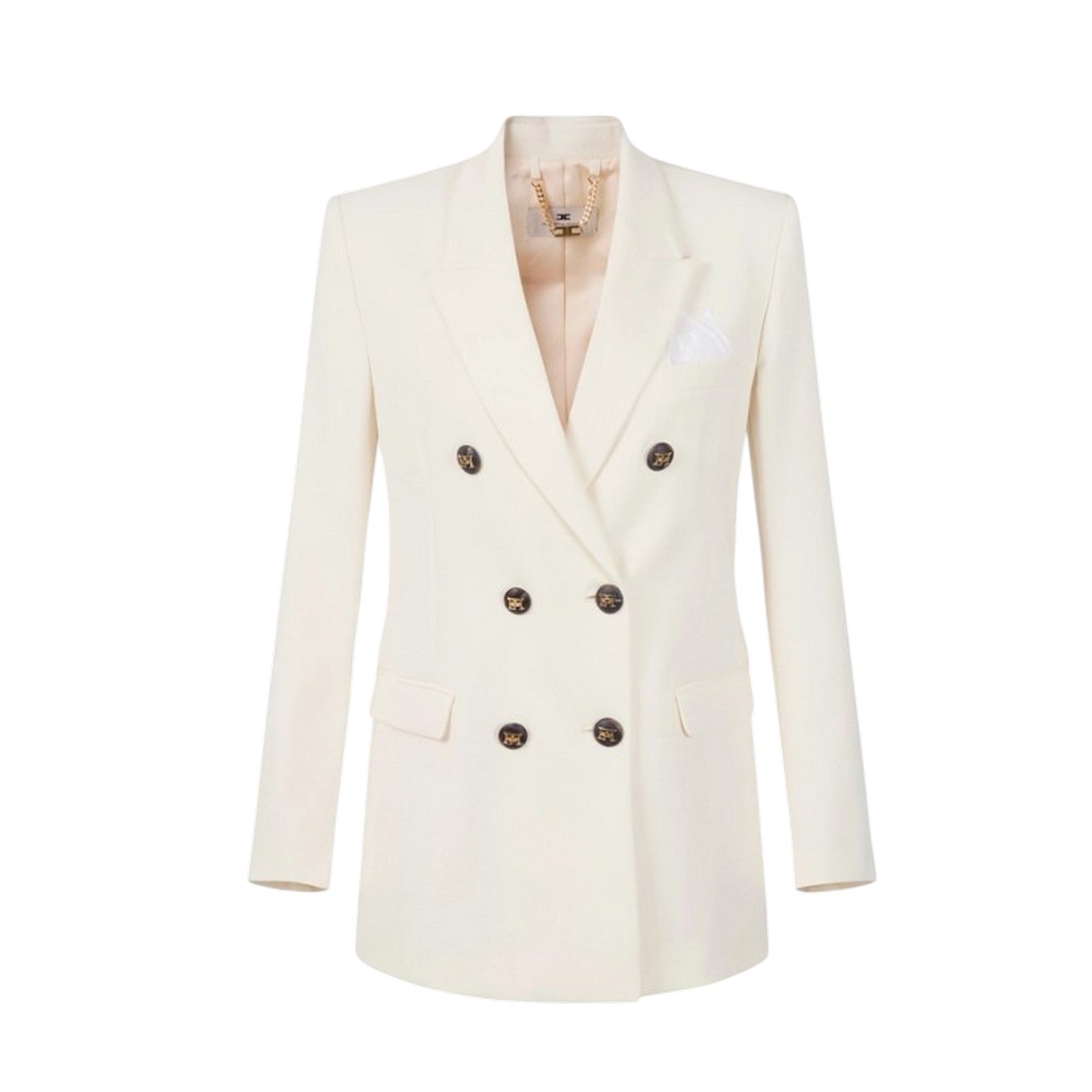 Elisabetta Franchi Double-breasted Pocket-square Blazer In White