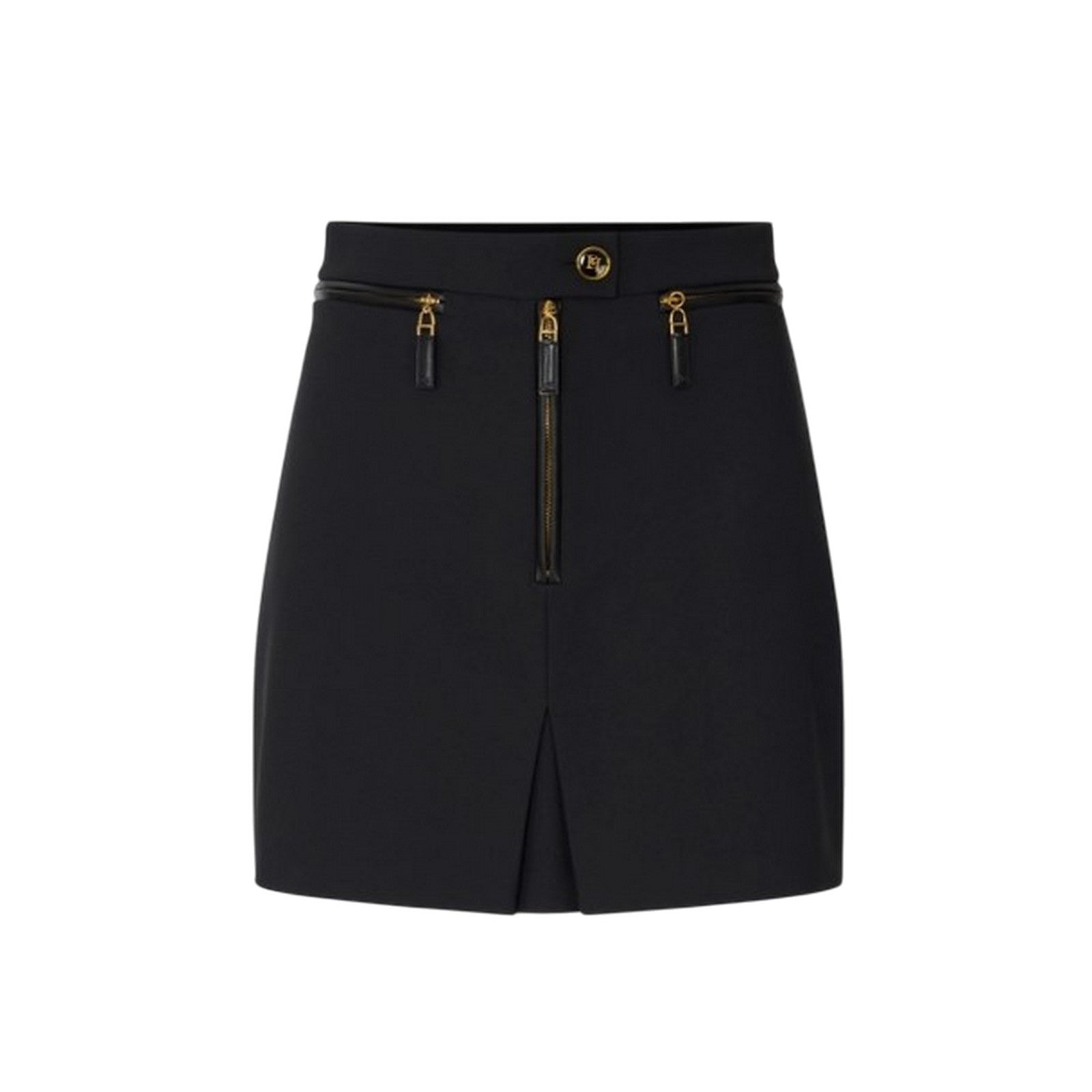 Elisabetta Franchi Mini Skirt With Front Slit In Black