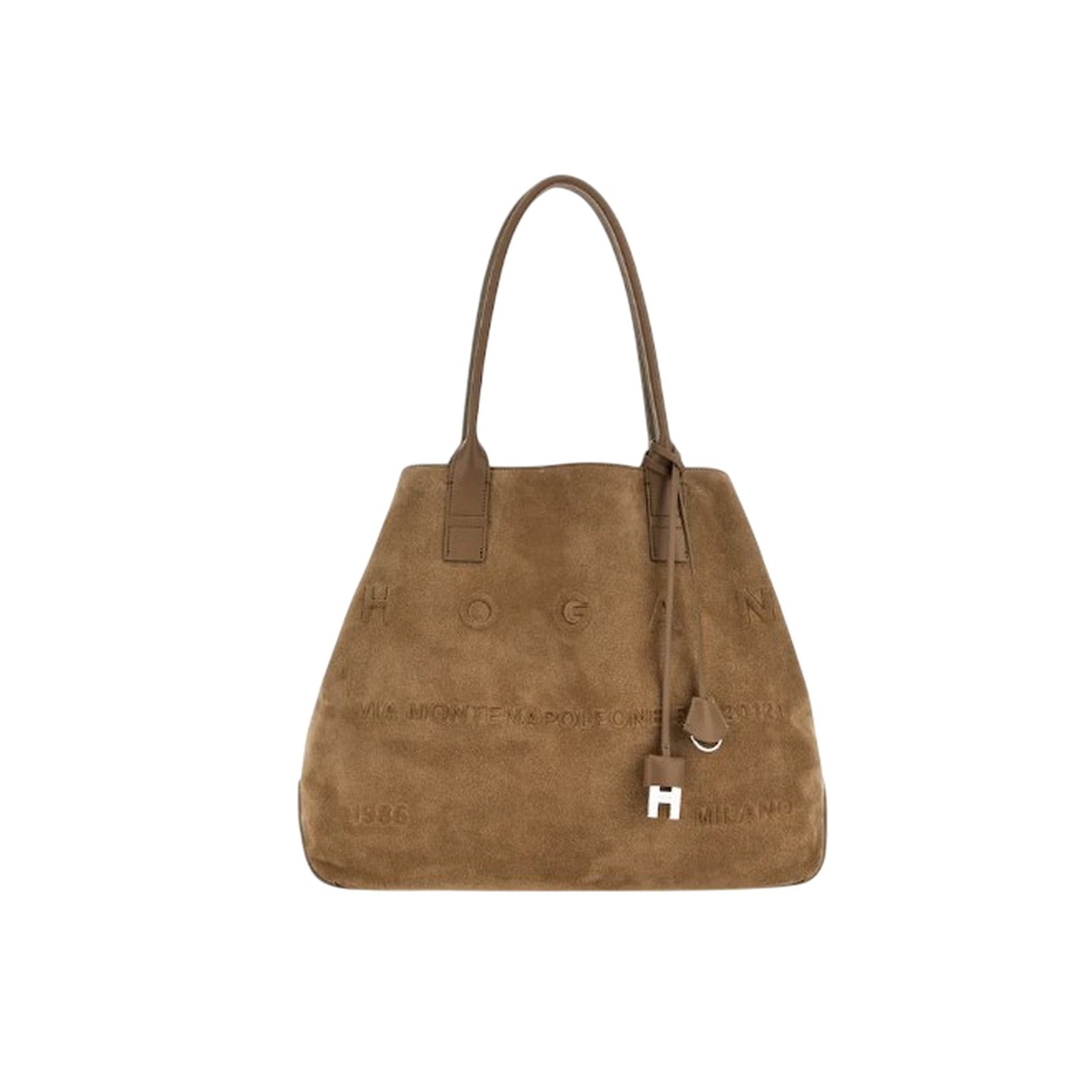 Hogan Spacious Suede Tote Bag With Leather Accents In Sand