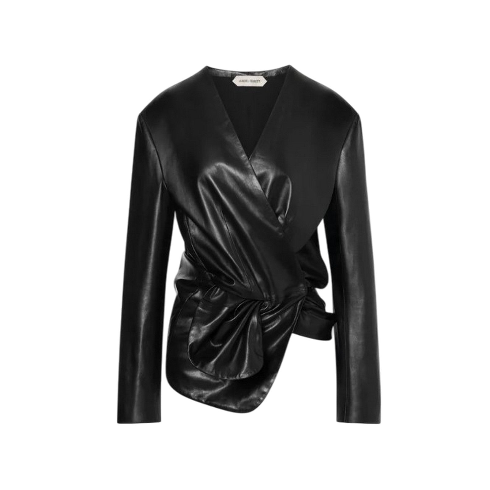 Alberta Ferretti Wrap-style Leather Jacket In Black