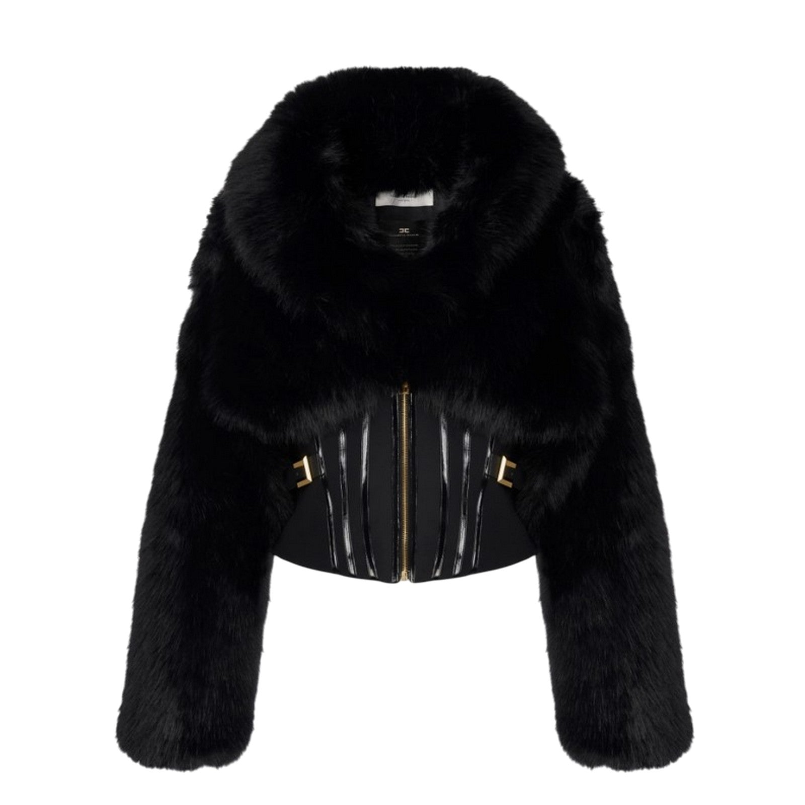 Elisabetta Franchi Giubbino Effetto Pelliccia Nero In Black