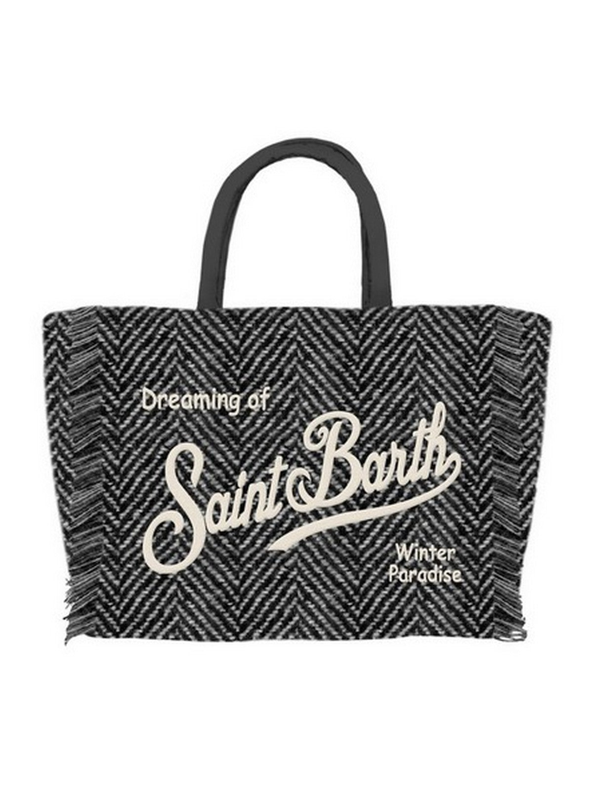 Mc2 Saint Barth Women Handbags - Vanity Mini Wool Herringbone 0015 Emb - Black In Black