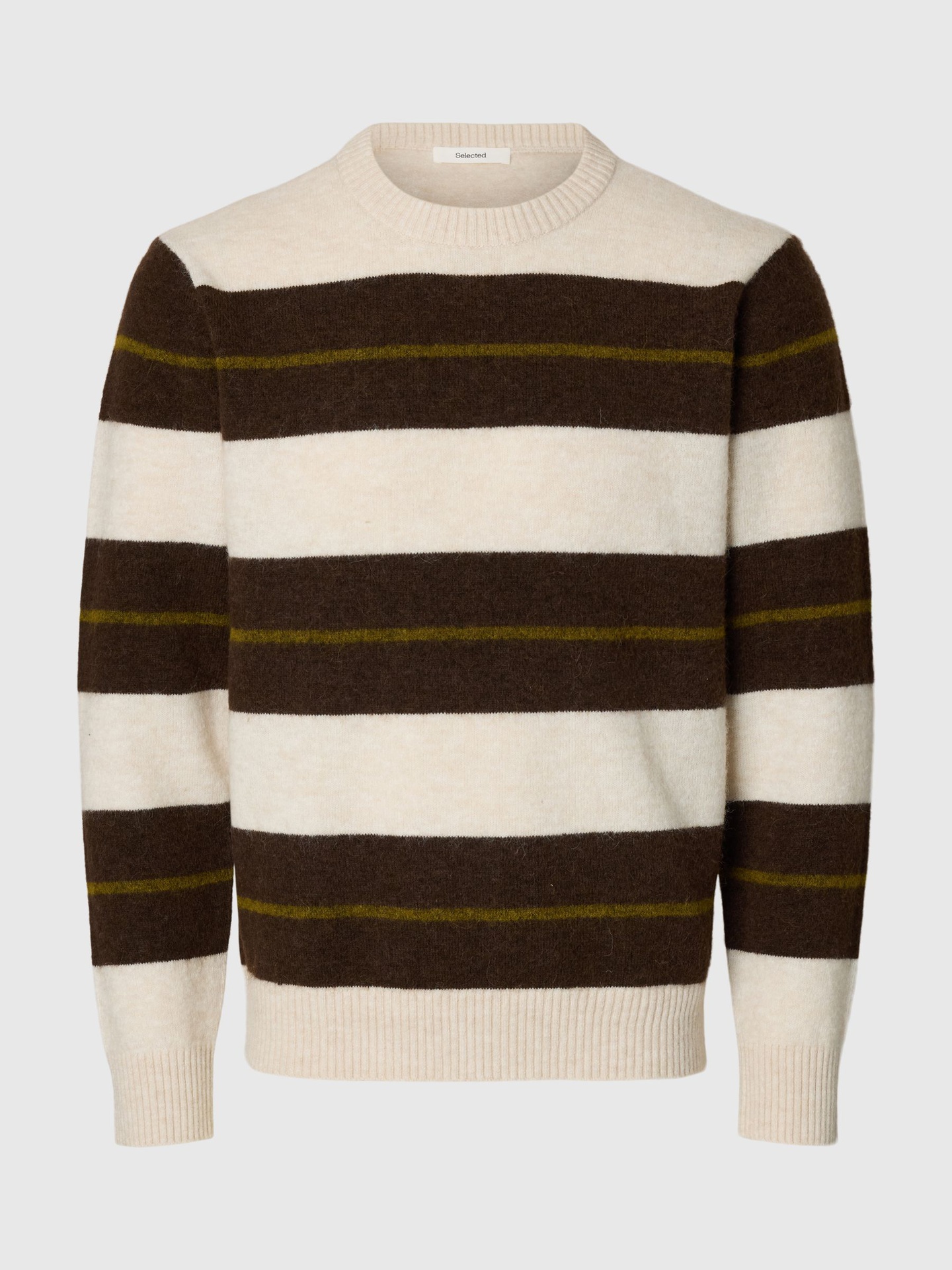 Selected Men's Sweater  Rai Ls Knit Reg Crew Neck In Brown