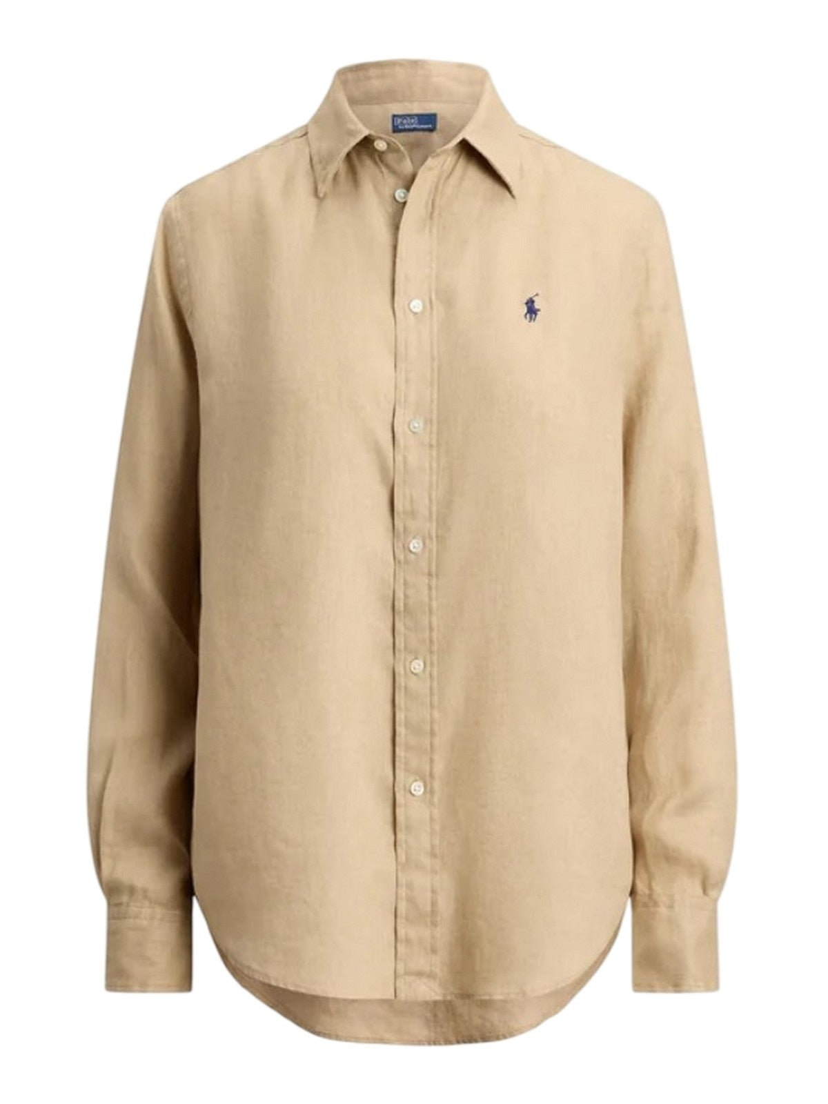 Blouses en hemden vrouw Ralph Lauren - klassieke lange mouwknop vooroverhemd - beige
