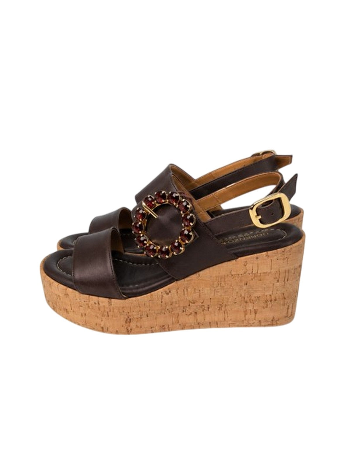 Andere (vrouw schoenen) vrouw Lorenzo Mari - kurkchocolade nappa en strass - bruin