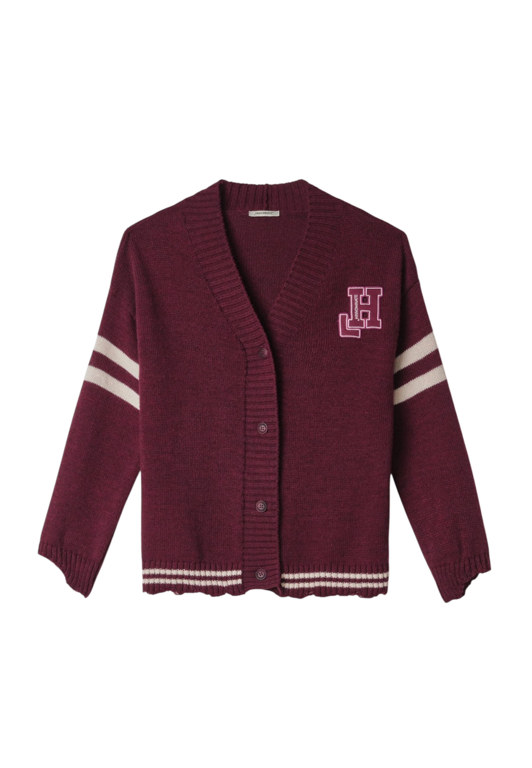 Hinnominate Cardigan Knitted Woman  With Breaks And Bands In Burgundy