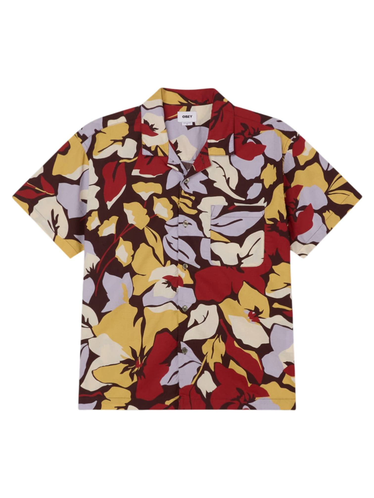 Obey T-shirt cuban Maxwell Hawaiien manches courtes - multi chocolat