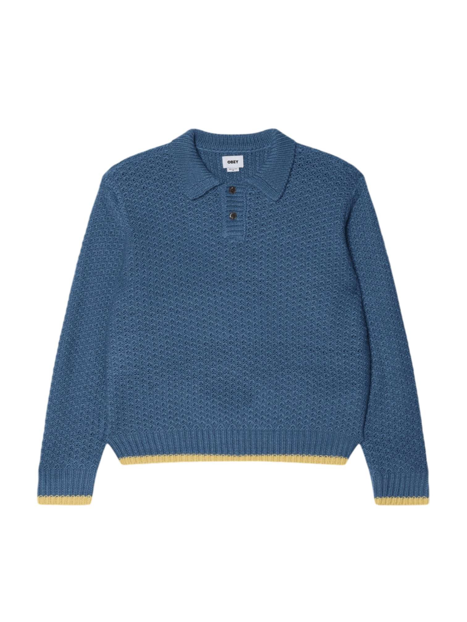 Obey Loreto Polo breitrui wollen trui met kraag - Captains blauw multi