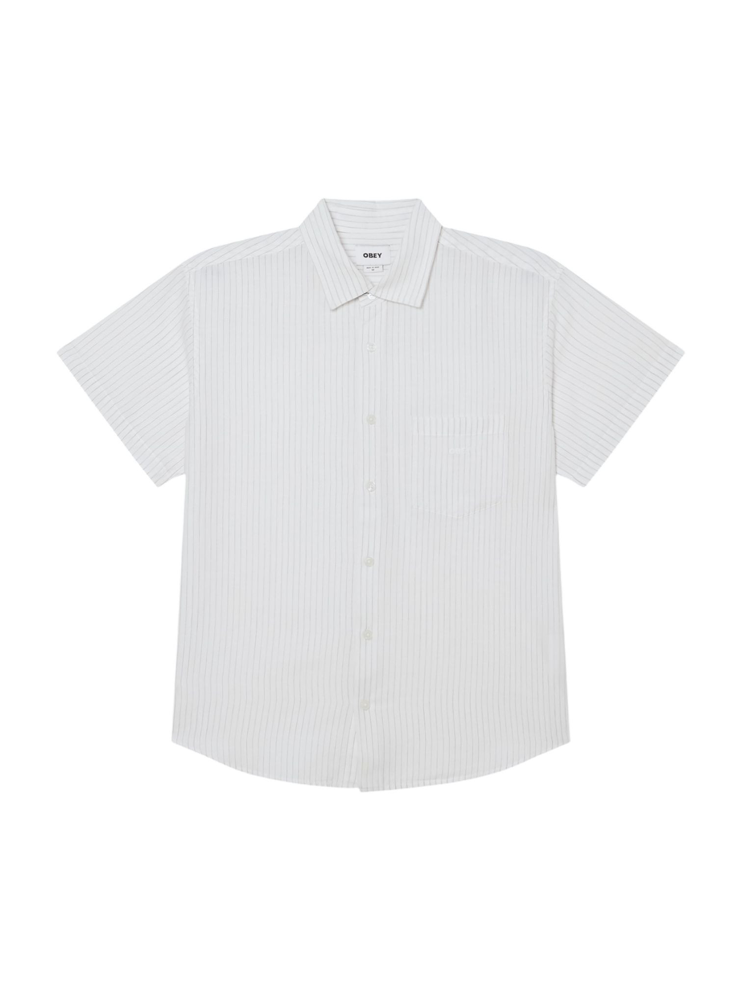 Obey Barry tisse Chemise manches courtes en melange coton et lin - multi nickel brosse