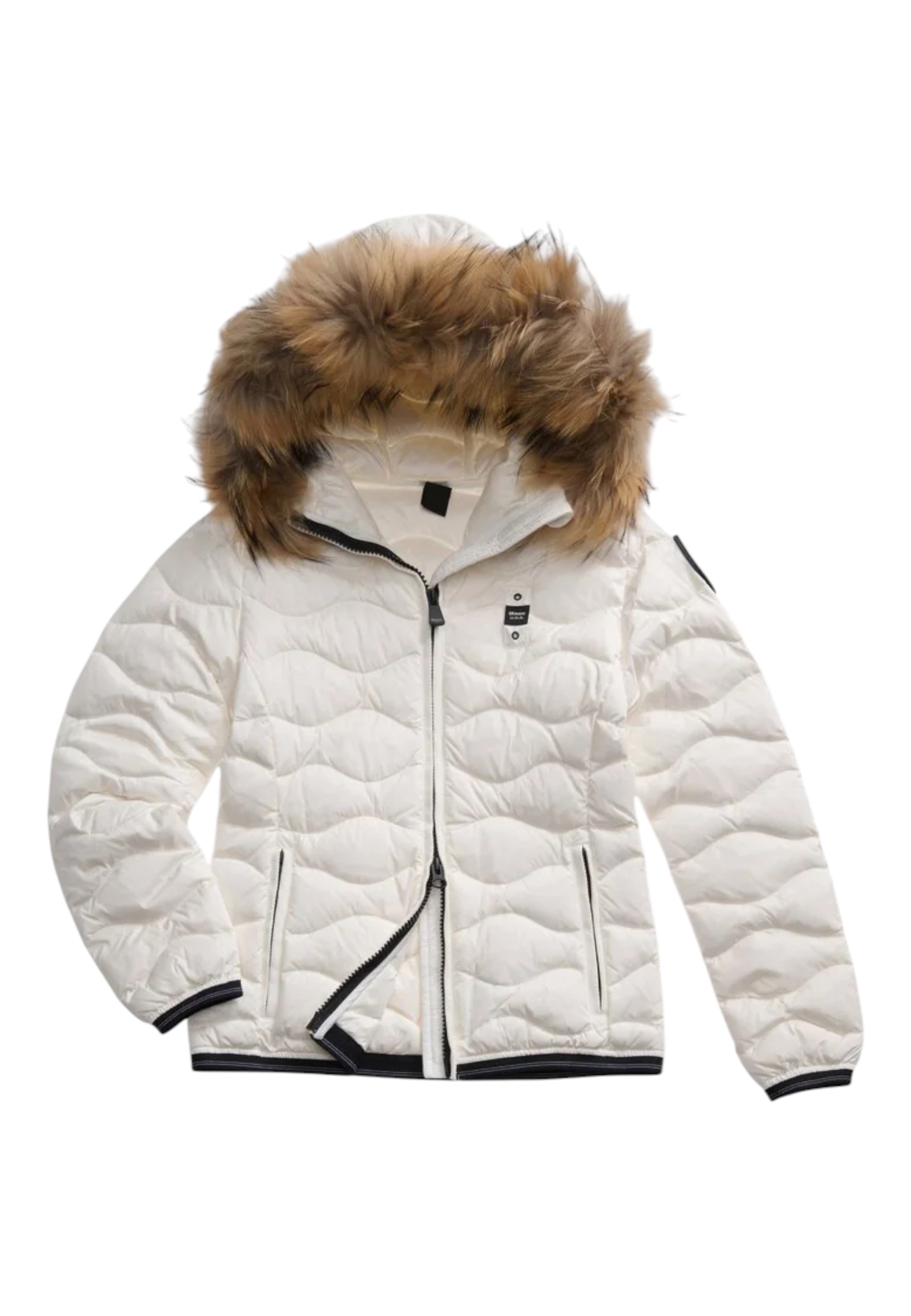 Down jacket with fur edge atdie Bambina Blauer