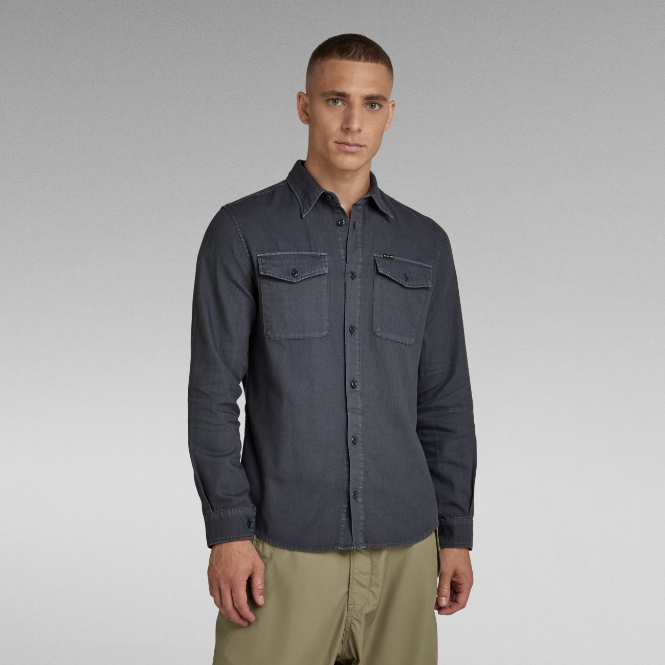 G-star Shirts Man  D20165 7647 Marine Shirt D147 Fantem Blue In Gray