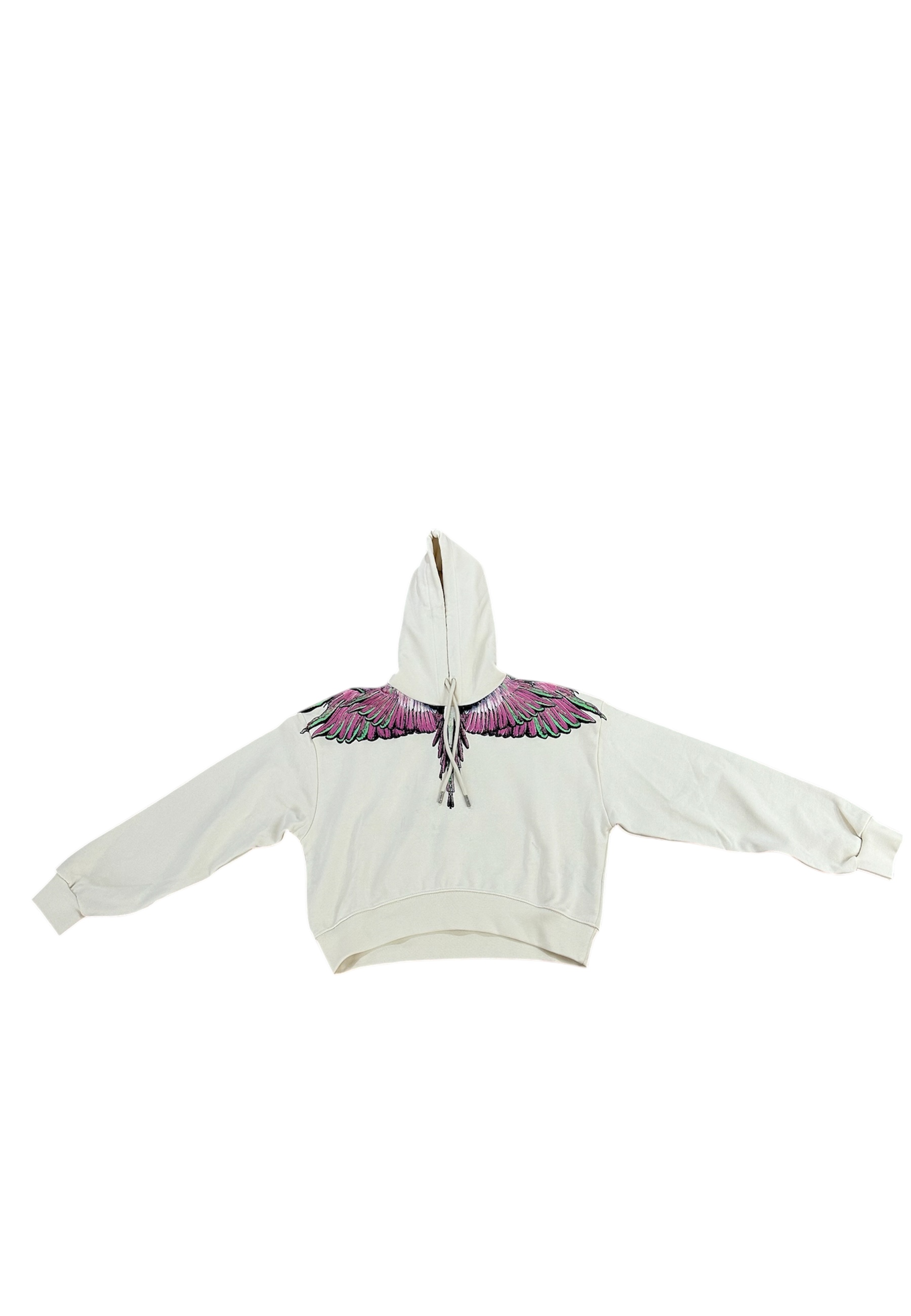 Country Of Milan Crop Sweatshirt With Hood Woman  Pink Wings In White