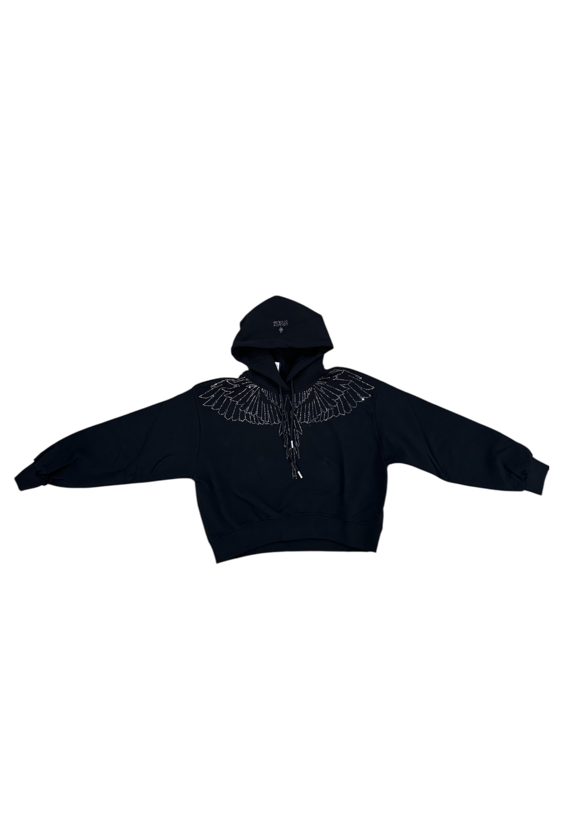 Country Of Milan Crop Sweatshirt With Hood Woman  Cristal Wings In Black