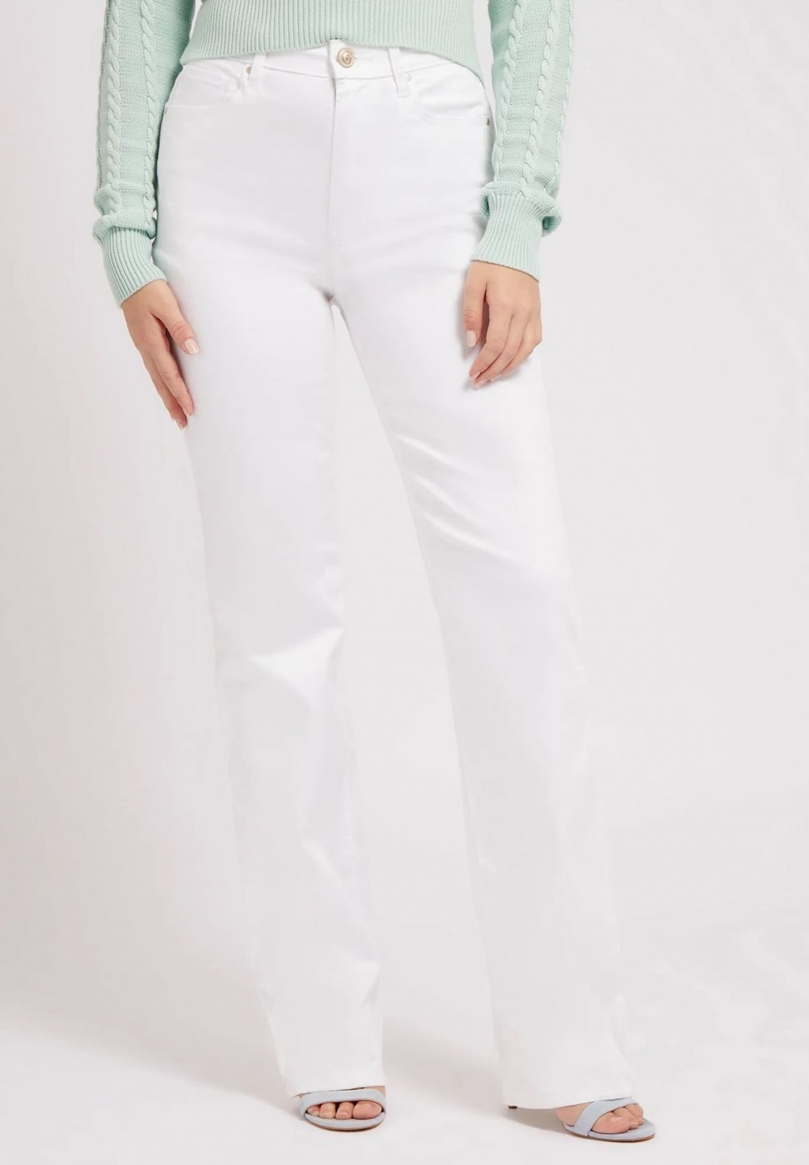 Guess Women's Trousers  W2ba63 W93ce Pop 70s G011 In White