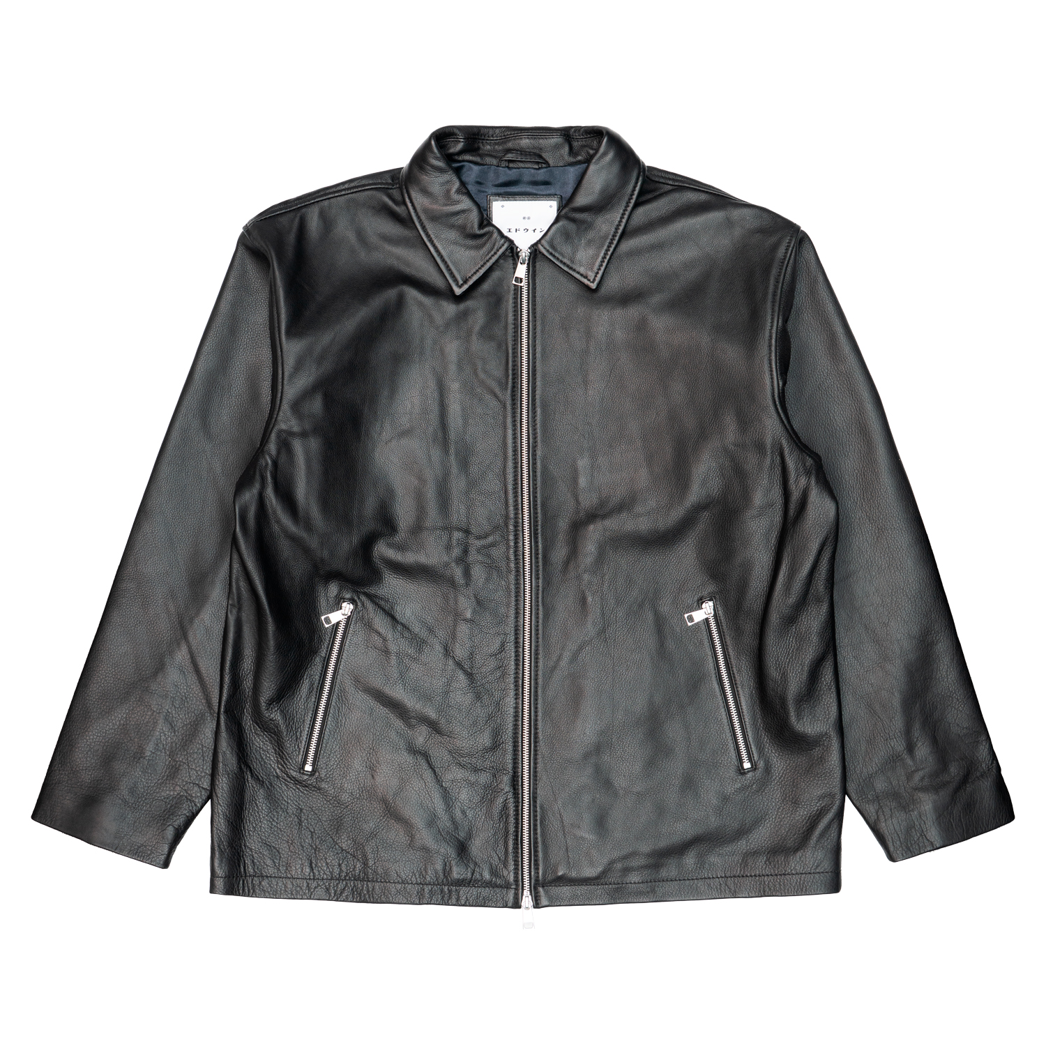 Edwin Men's Leather Jacket Fix Black In Black