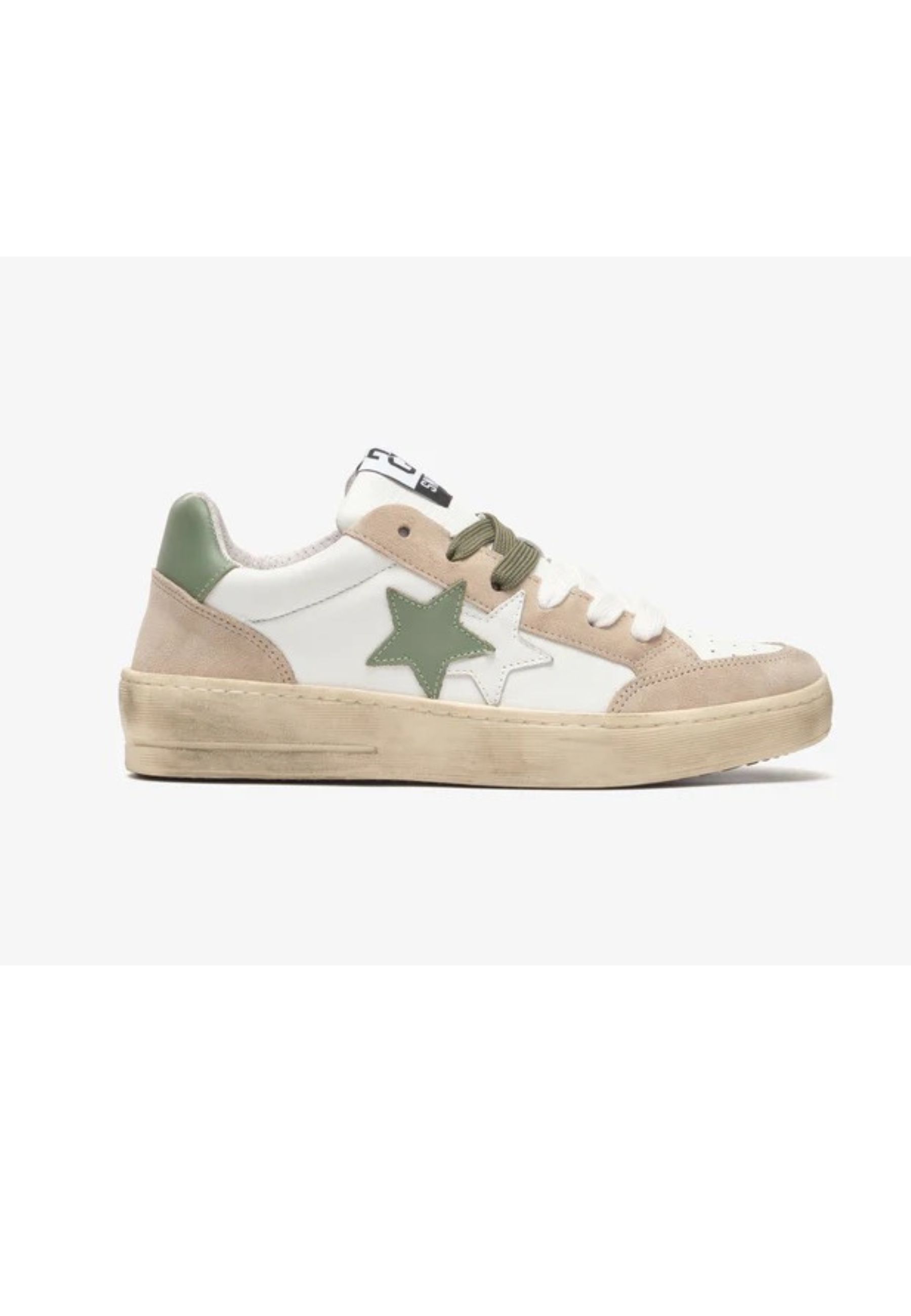 2 Star Men's Sneakers 2-star New Star White Taupe Star Green In Green