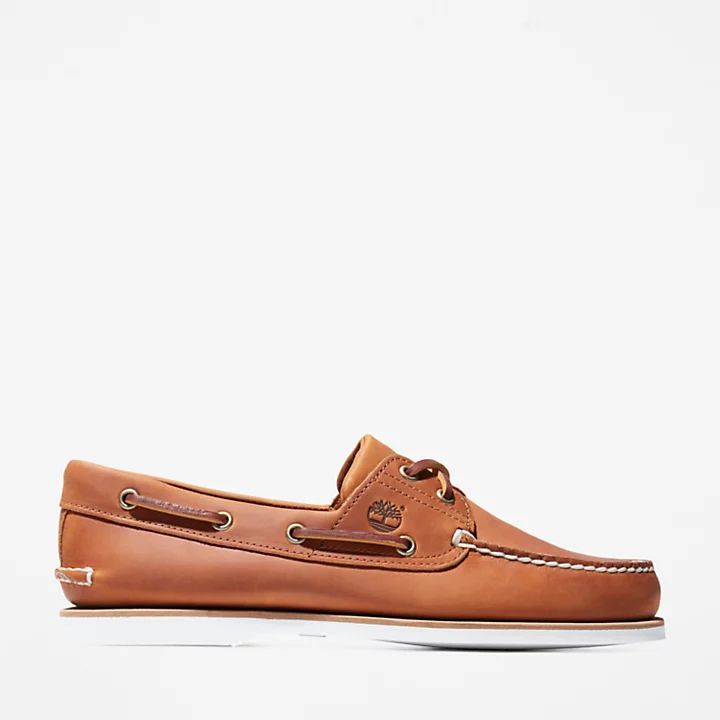 Timberland Classic Boat 2 Eye Loafers In Orange