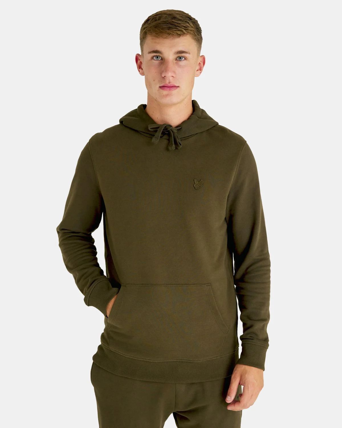 Lyle-and-scott-1874 Female Lyle And Scott 1874 Ml416ton Tonal Pullover Hoodie W485 Olive Oil In Green