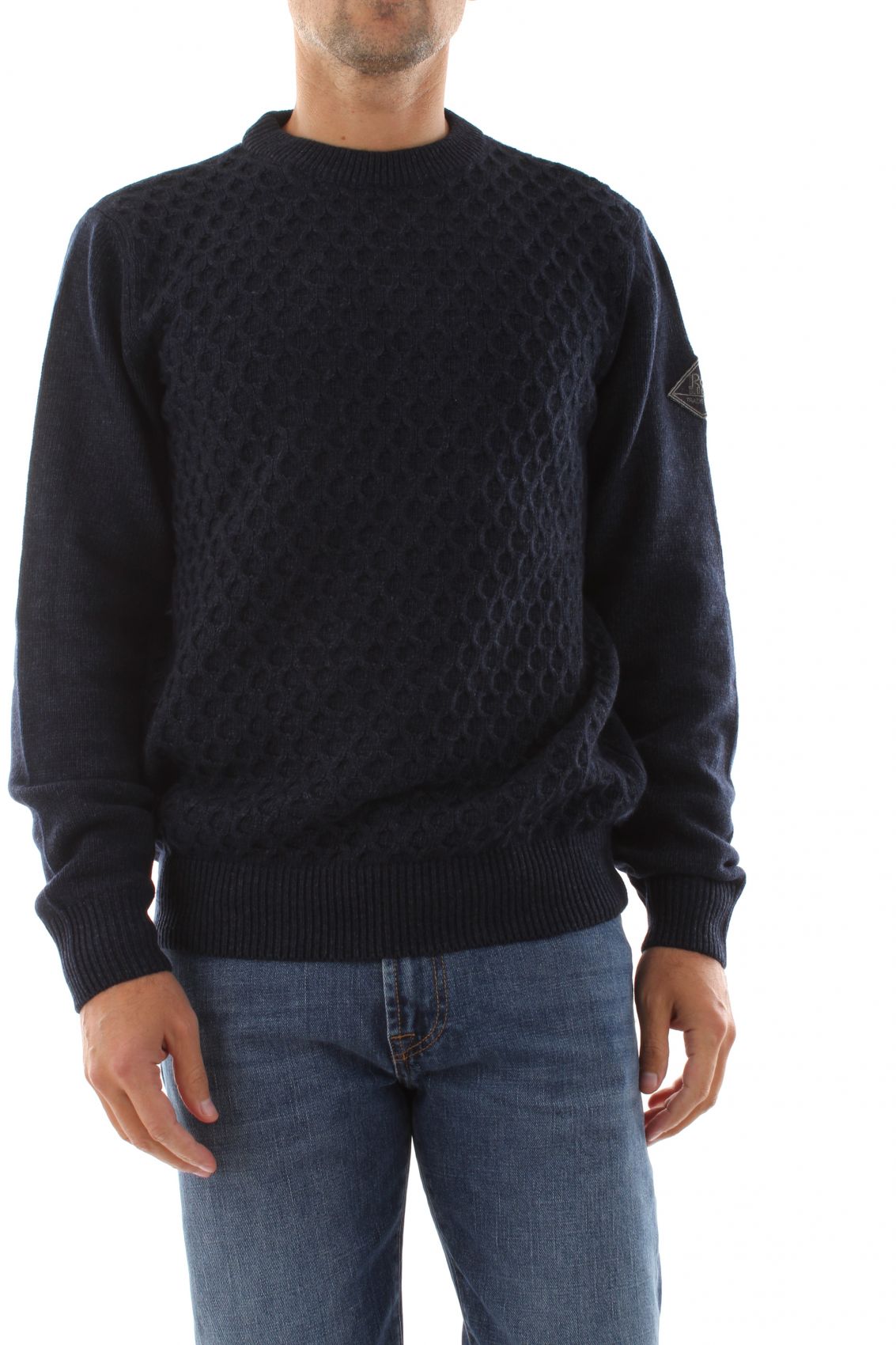 Roy Rogers Shirts Man Roy Roger's Rru502cc64 Knit Knit Mesh F.7 Point 999 Denim In Blue