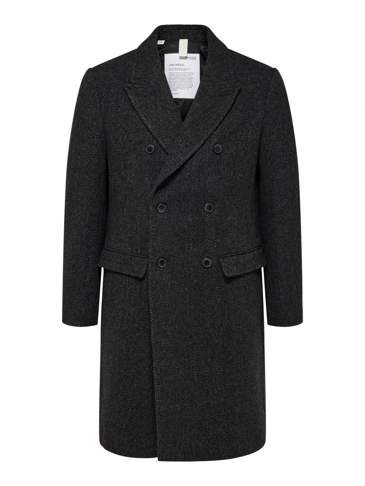 Selected Jackets And Jackets Man  16089380 Archive Db Wool Coat Dark Grey In Gray