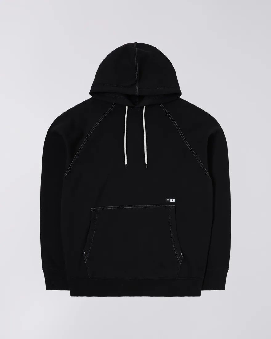 Edwin Hooded Contrasted Couture Sweatshirt In Black
