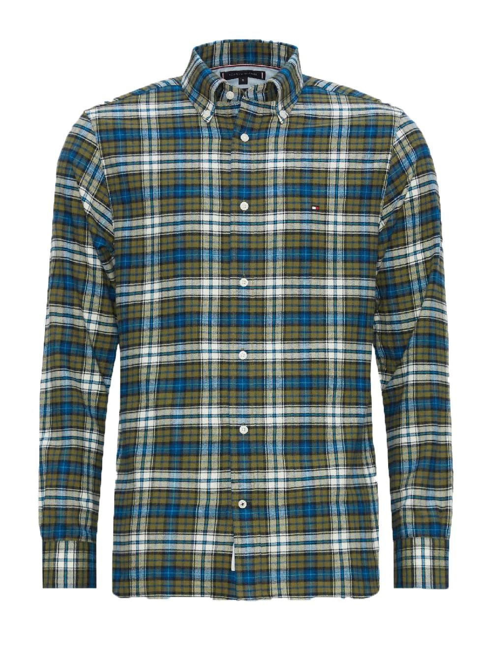 Tommy Hilfiger Shirts Man  Mw0mw32890 Brushed Tartan 0n1 Putting Green/multi In Green