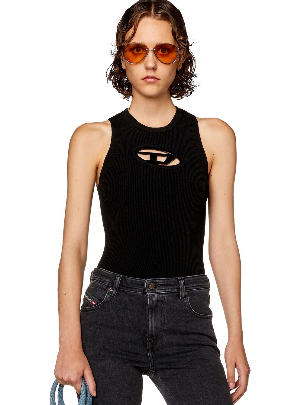 Diesel Top And Body Women  A09621-0dlax M-onerva-top 9xx Black In Black