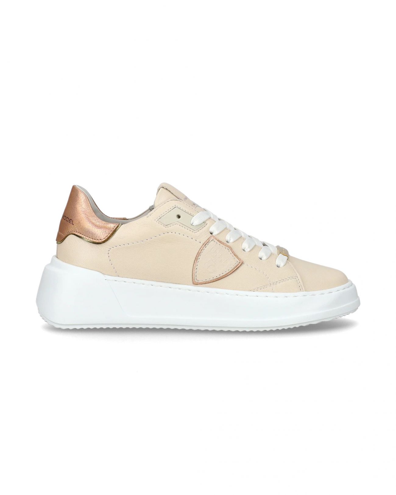 Philippe Model Women's Sneakers Paris ♪ Wm03 - Three Temple Coux Metal/nude Rose In Neutral