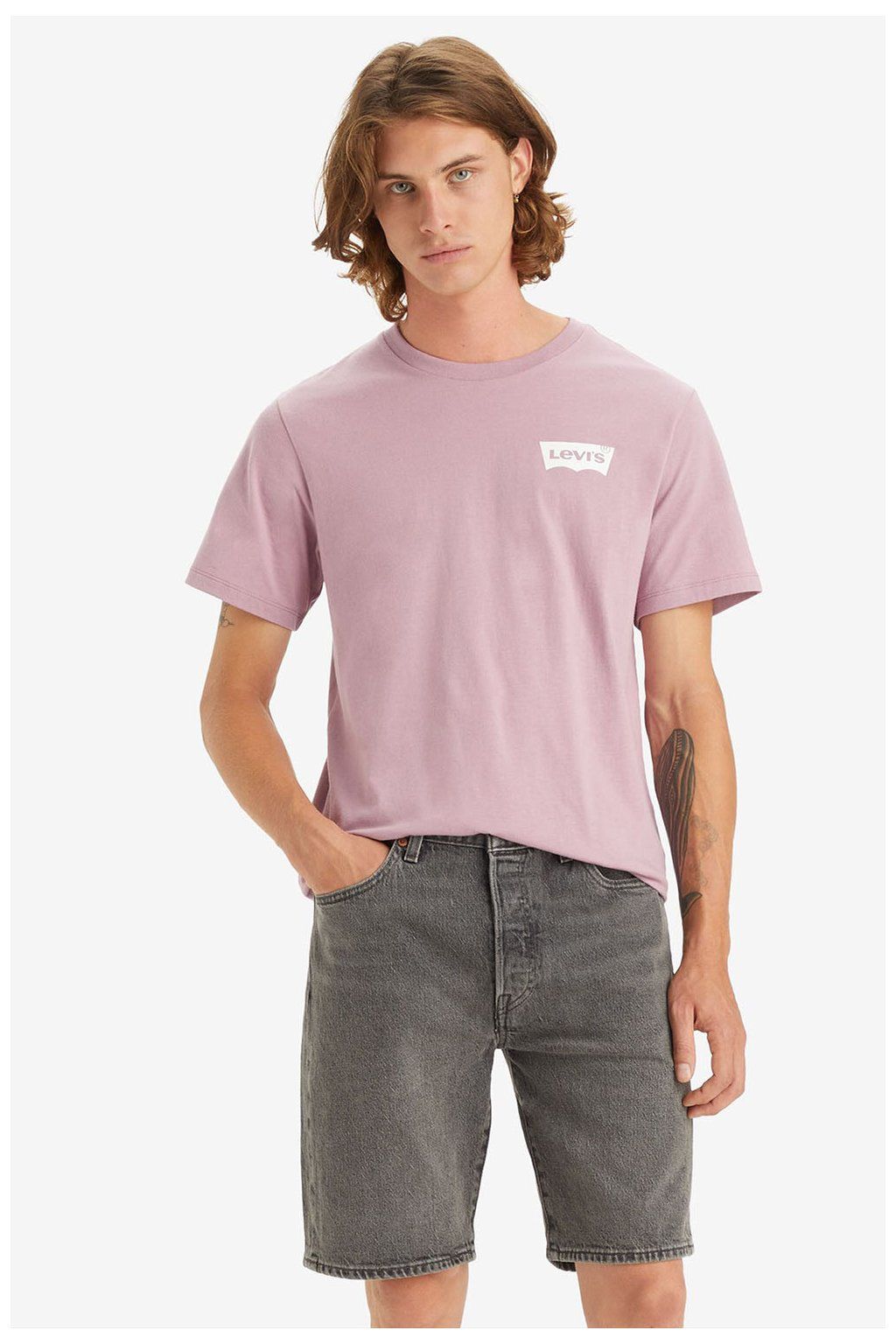 t-shirt man levis 22491 1508 - grafische tee stoffige orchidee