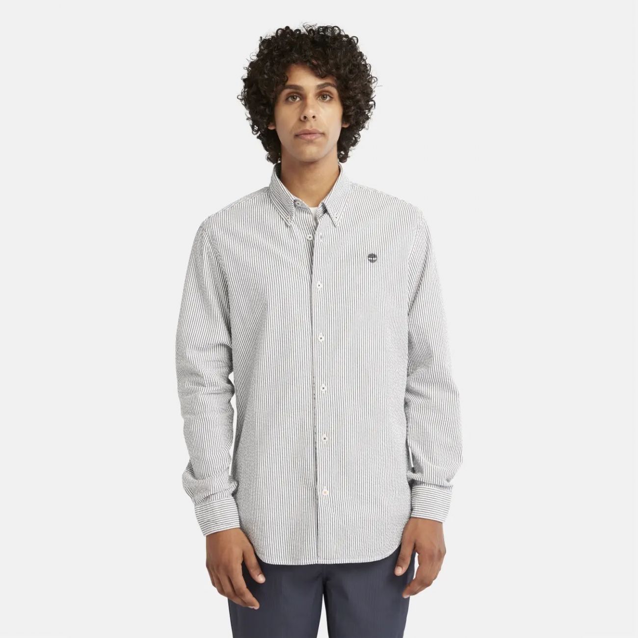 shirts man Timberland tb0a2dd6b681 - ls yd stripe seersucker dark sapphire