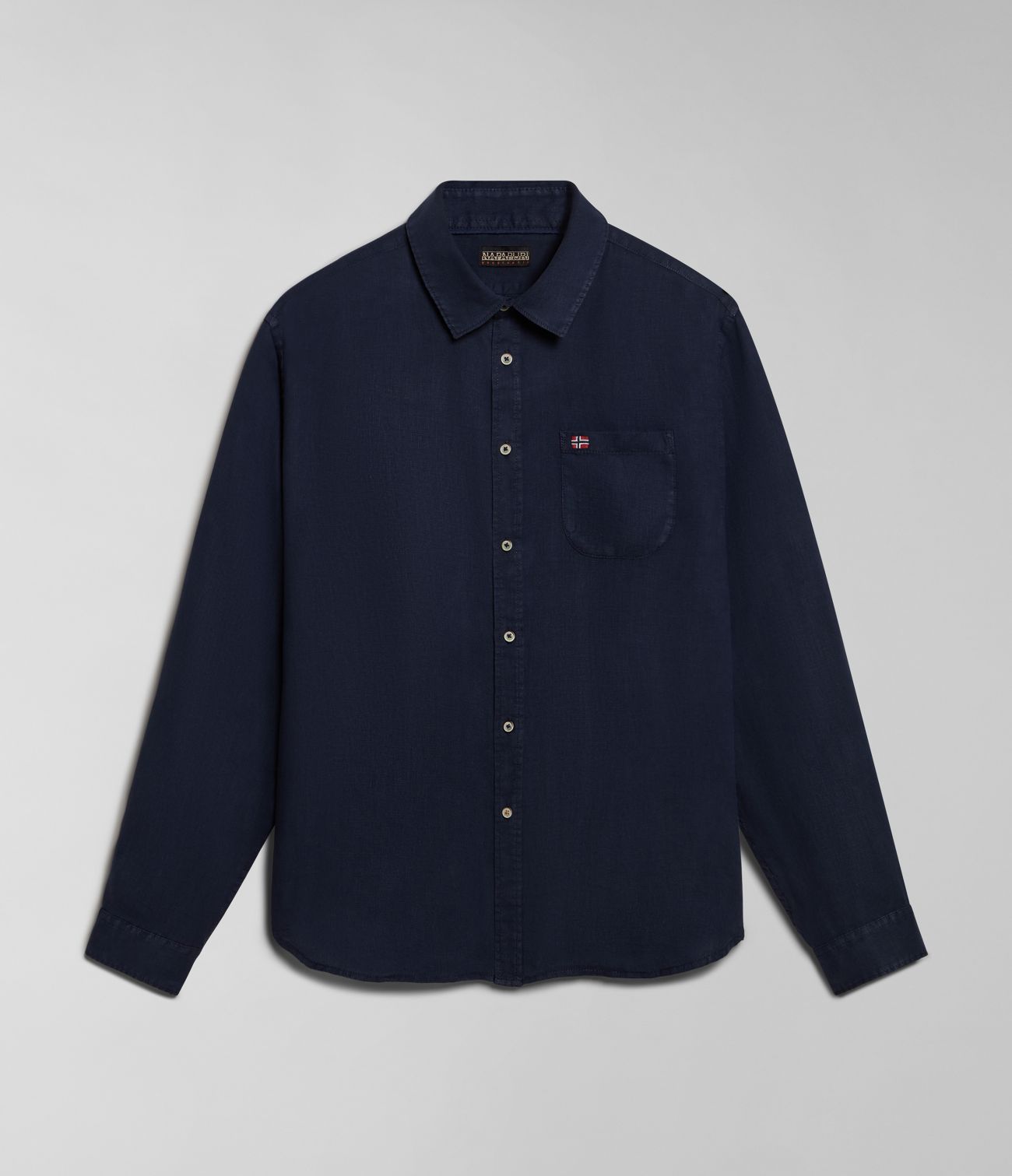 Napapijri Shirts Man G-linen Ls Np0a4hq2 176 Marine Blue In Blue