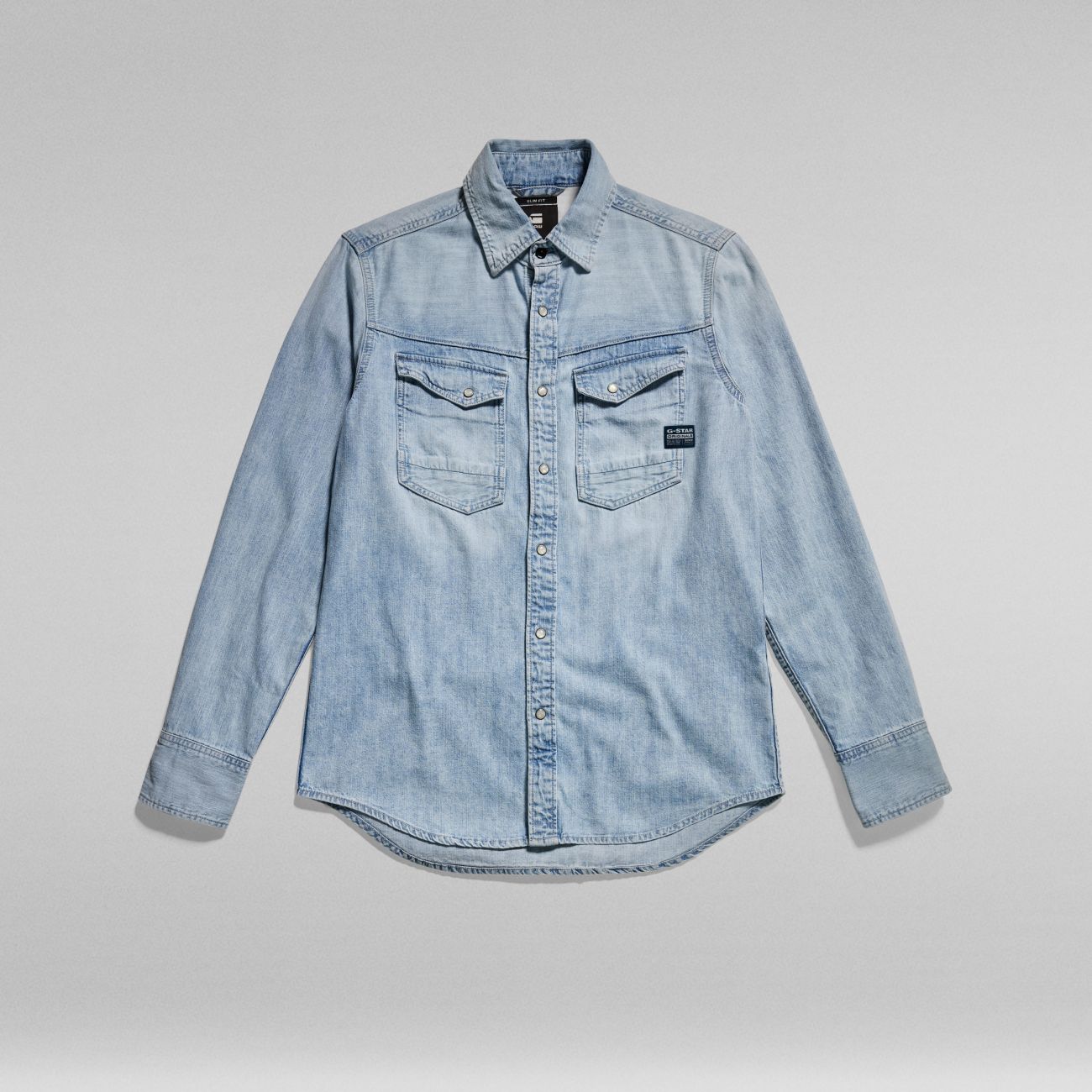 G-star Shirts Man  D23616-d252 Slim Denim G342 Sun Faded Blue Mist In Blue