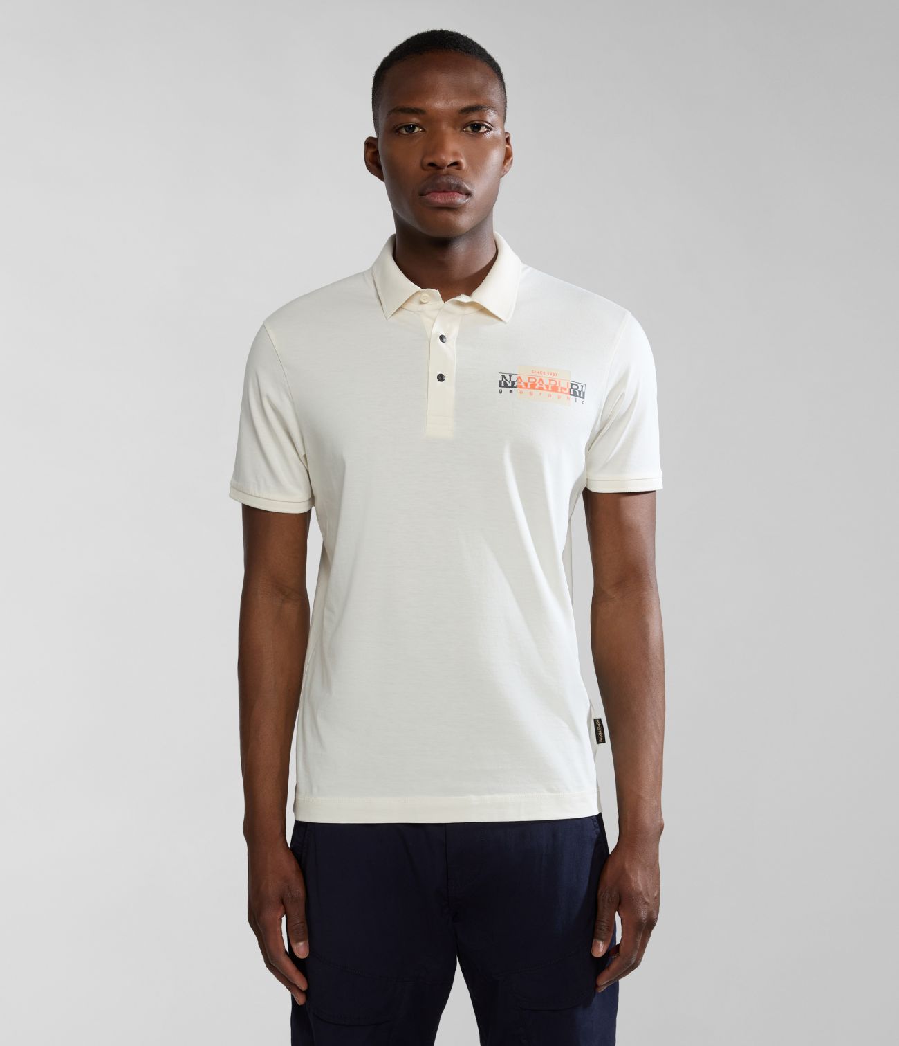 Napapijri Polo Man E-smallwood Np0a4hpv N1a1 White Whisper In White
