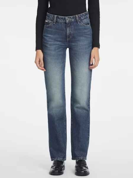 Guess Jeans Jeans Woman  G08 Mid Rise Straight - W4ya98 D5fc1 Gjew In Blue