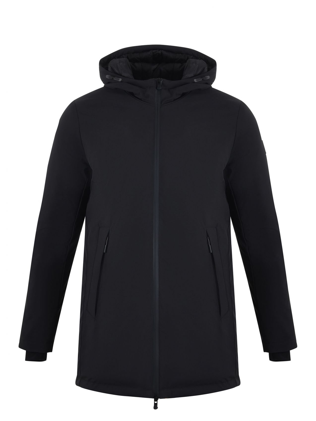 People Of Shibuya Insulated Hooded Casual Jacket With Double-slider Zipper In Black