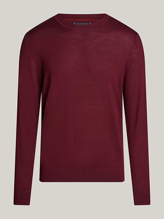 Tommy Hilfiger Shirts Man  Mw0mw36539 Dc Fine Gauge Merino Vlp Deep Rouge In Burgundy
