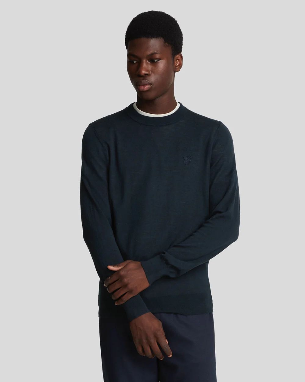 Lyle-and-scott-1874 Shirts Man Lyle And Scott 1874 Kn2121vc Tonal Crew Z27. Dark Navy In Blue