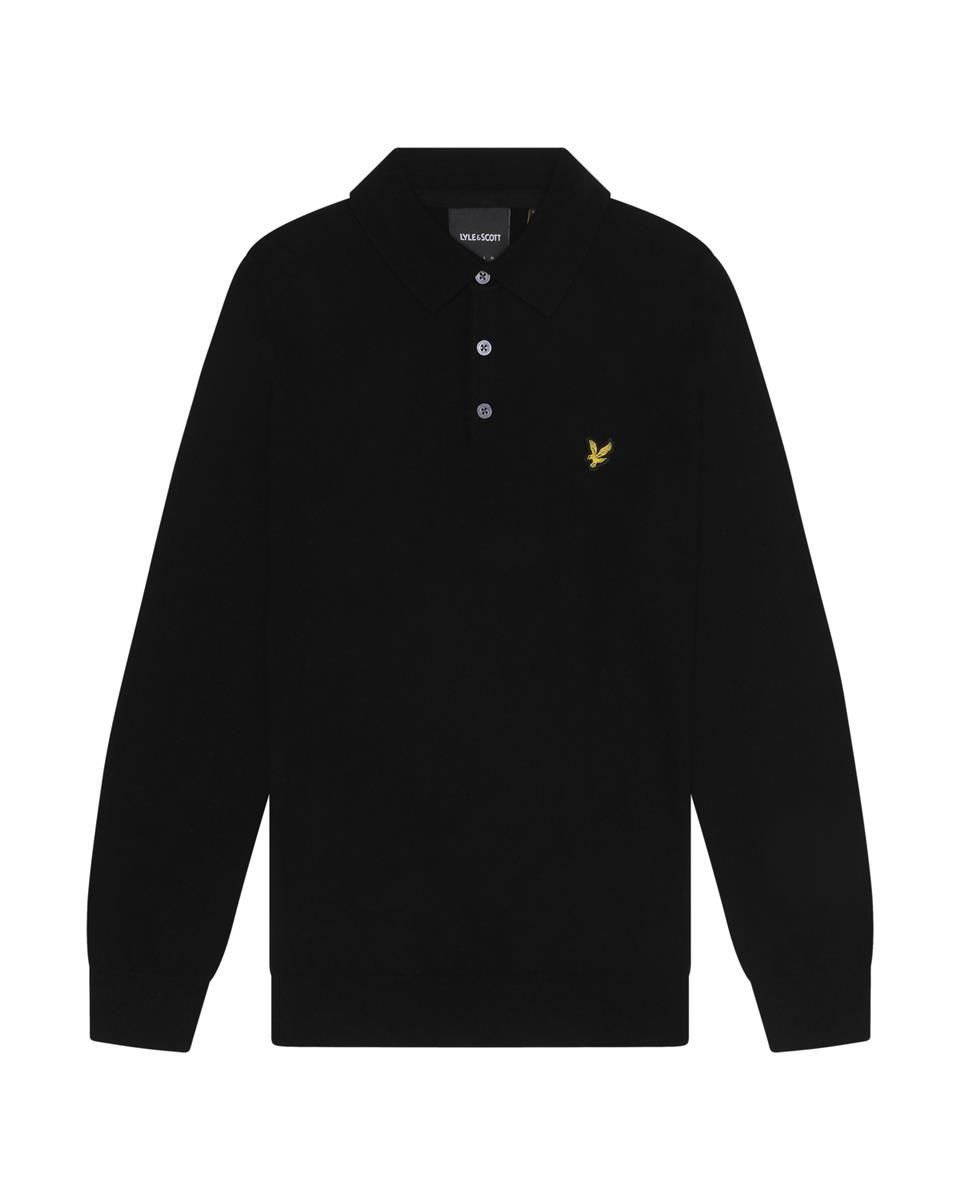 Lyle-and-scott-1874 Shirts Man Lyle And Scott 1874 Kn2113v Cotton Merinos Polo Z865 Jet Black In Black